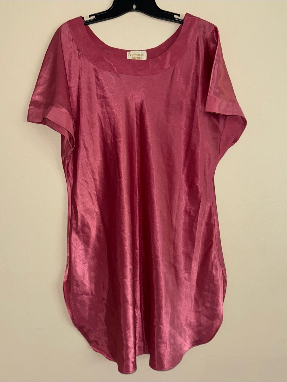 Vintage 80s Victoria’s Secret Gold Label Pink Satin Slip Dress Lingerie Size M/L